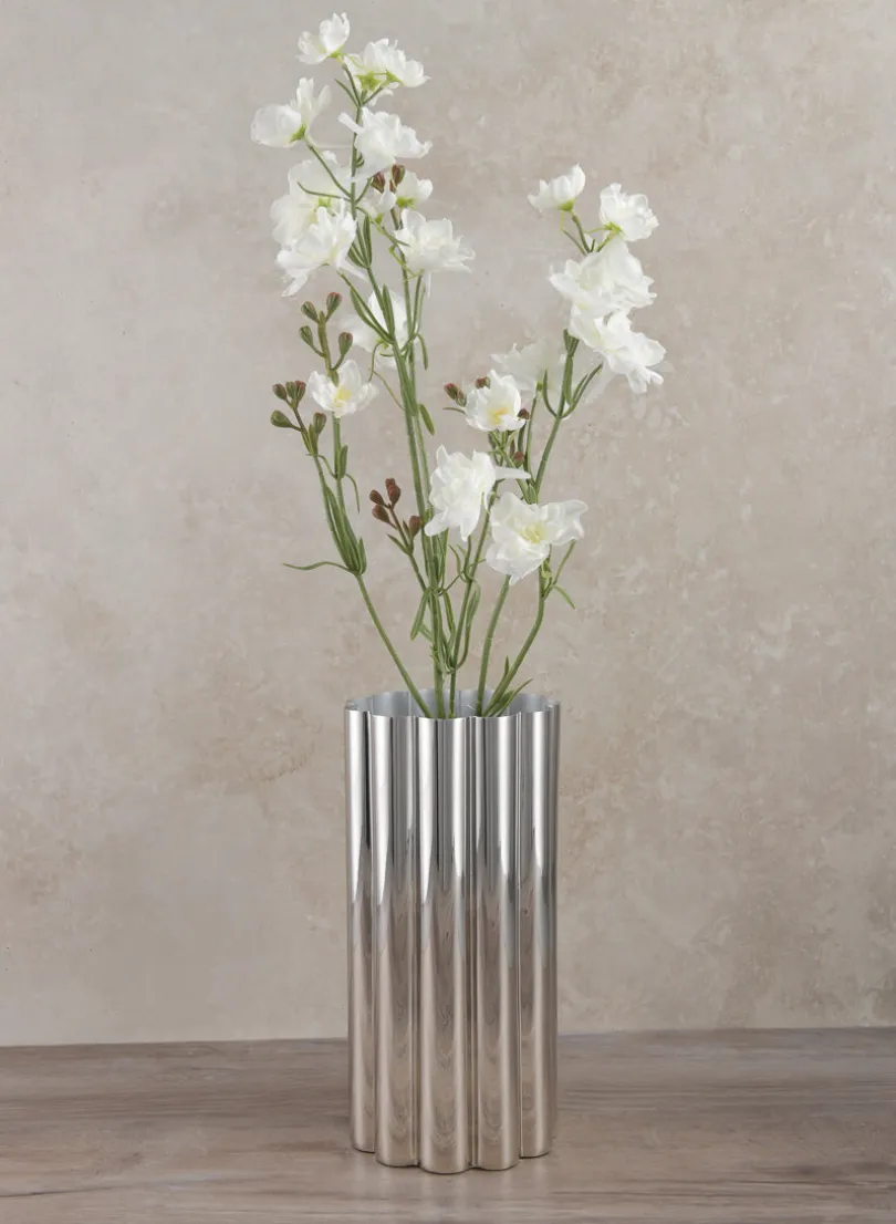 9.75in Tall Nuage Silver Stainless Steel Vase