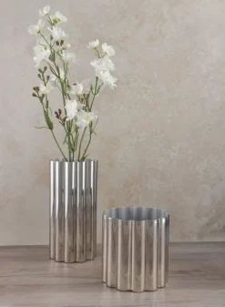 6in Tall Nuage Silver Stainless Steel Vase