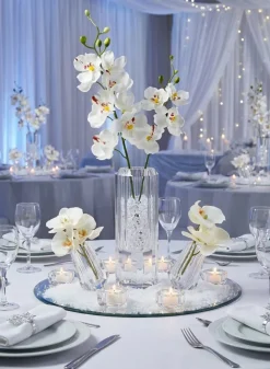 12in Tall Octagonal Centerpiece Crystal Glass Vase