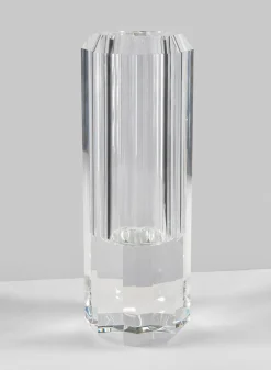 12in Tall Octagonal Centerpiece Crystal Glass Vase