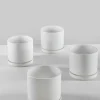 4.5in Tall Odense White Indoor Ceramic Pot with Saucer, Set of 4