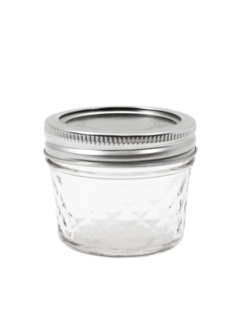 2.25in Tall of 4oz Glass Quilted Mason Jelly Jar, Set of 12