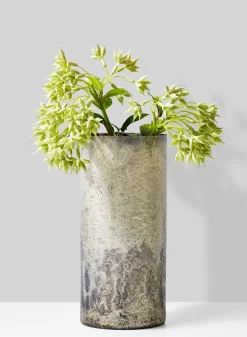 9in Tall Old Pewter Glass Vase