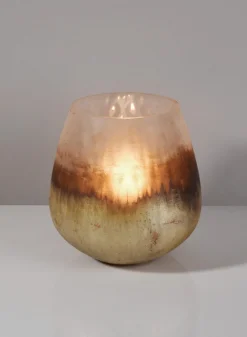 5in Tall Ombre Gold Frost Balloon Glass Vase