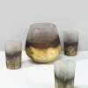 3in Tall Ombre Gold Frost Glass Votive Holder, Set of 6