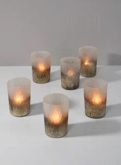3in Tall Ombre Gold Frost Glass Votive Holder, Set of 6