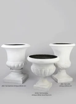26in Tall Ophelia Antique White Urn