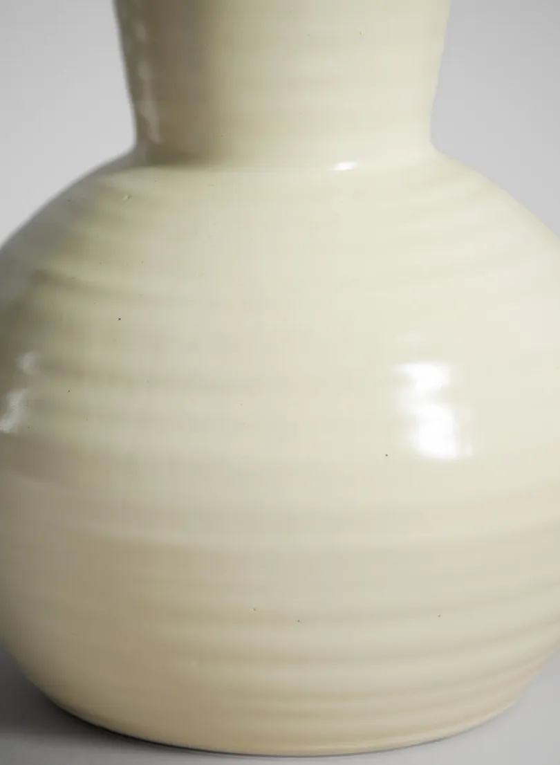 8in Tall Opla White Deco Ceramic Vase
