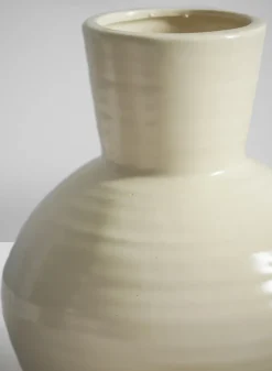 8in Tall Opla White Deco Ceramic Vase