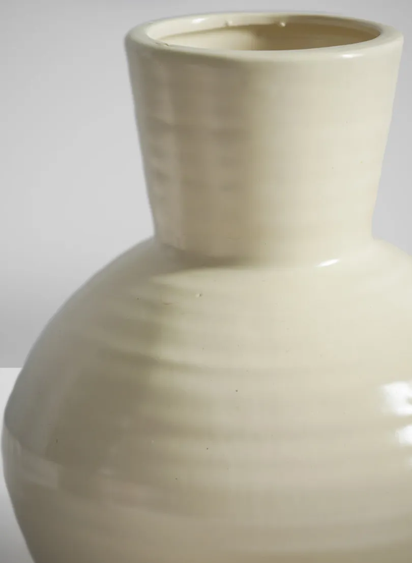 8in Tall Opla White Deco Ceramic Vase