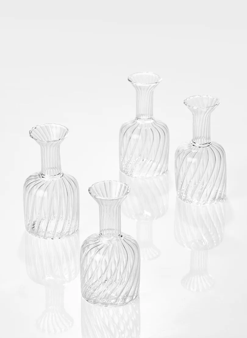 4in Tall Optical Glass Cylinder Bud Vase, Set of 4
