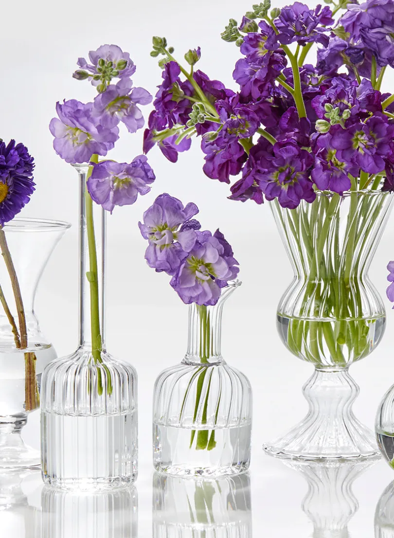 4in Tall Optical Glass Cylinder Bud Vase, Set of 4