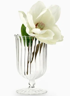 8in Tall Optical Glass Urn Vase