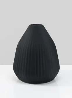 8in Tall Oslo Black Conical Vase, Large