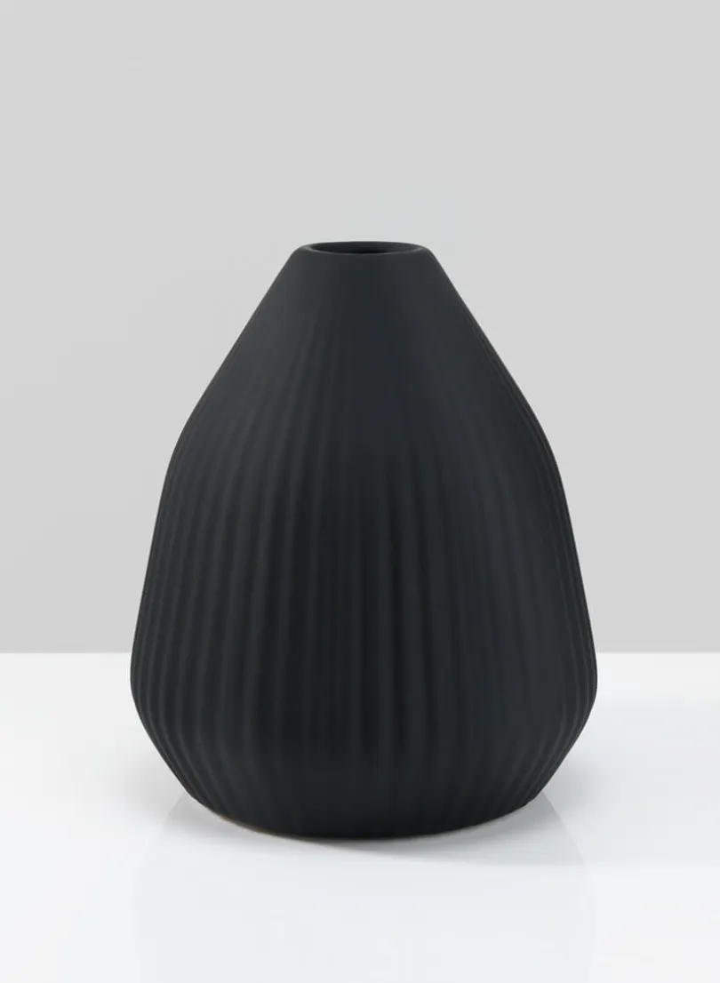 8in Tall Oslo Black Conical Vase, Large