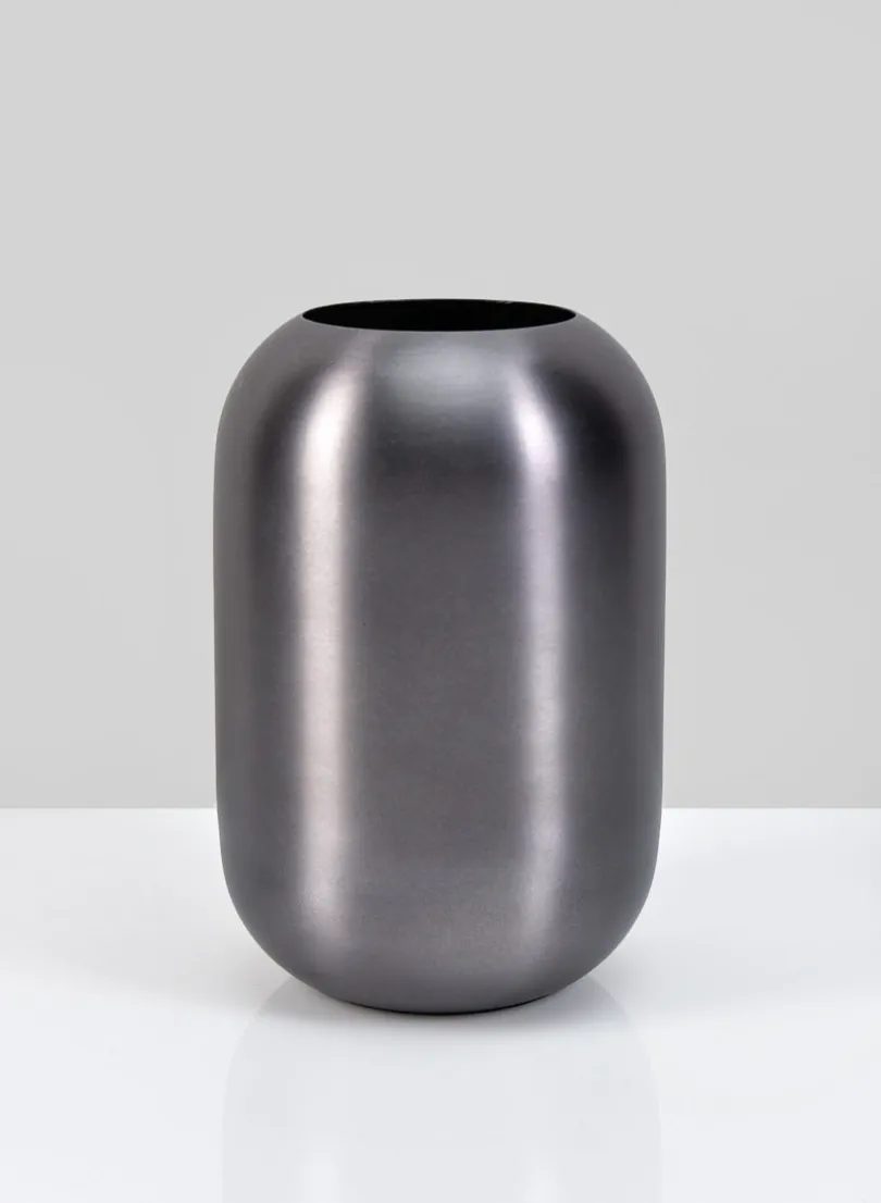 6in Tall Oviedo Stainless Steel Platinum Bullet Vase