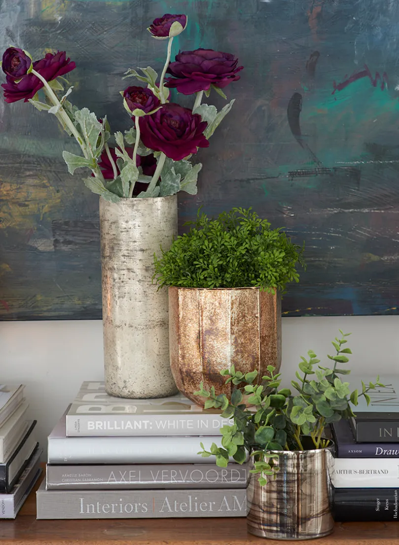4in Tall Oxidized Champagne Mercury Glass Vase