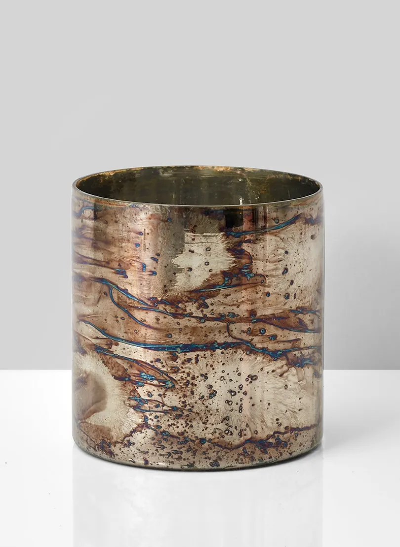 4in Tall Oxidized Champagne Mercury Glass Vase