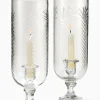 15.25in Tall Palm Leaf Etched Glass Hurricane