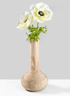 12in Tall Paulownia Wood Bottle Vase, Set of 2