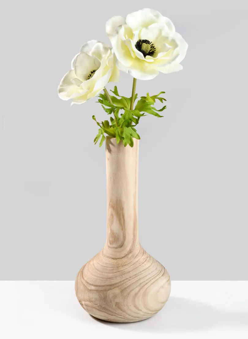 12in Tall Paulownia Wood Bottle Vase, Set of 2