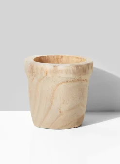 4.5in Tall Paulownia Wood Pot, Set of 2