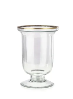 5.75in Tall Pedestal Glass Vase With Gold Rim