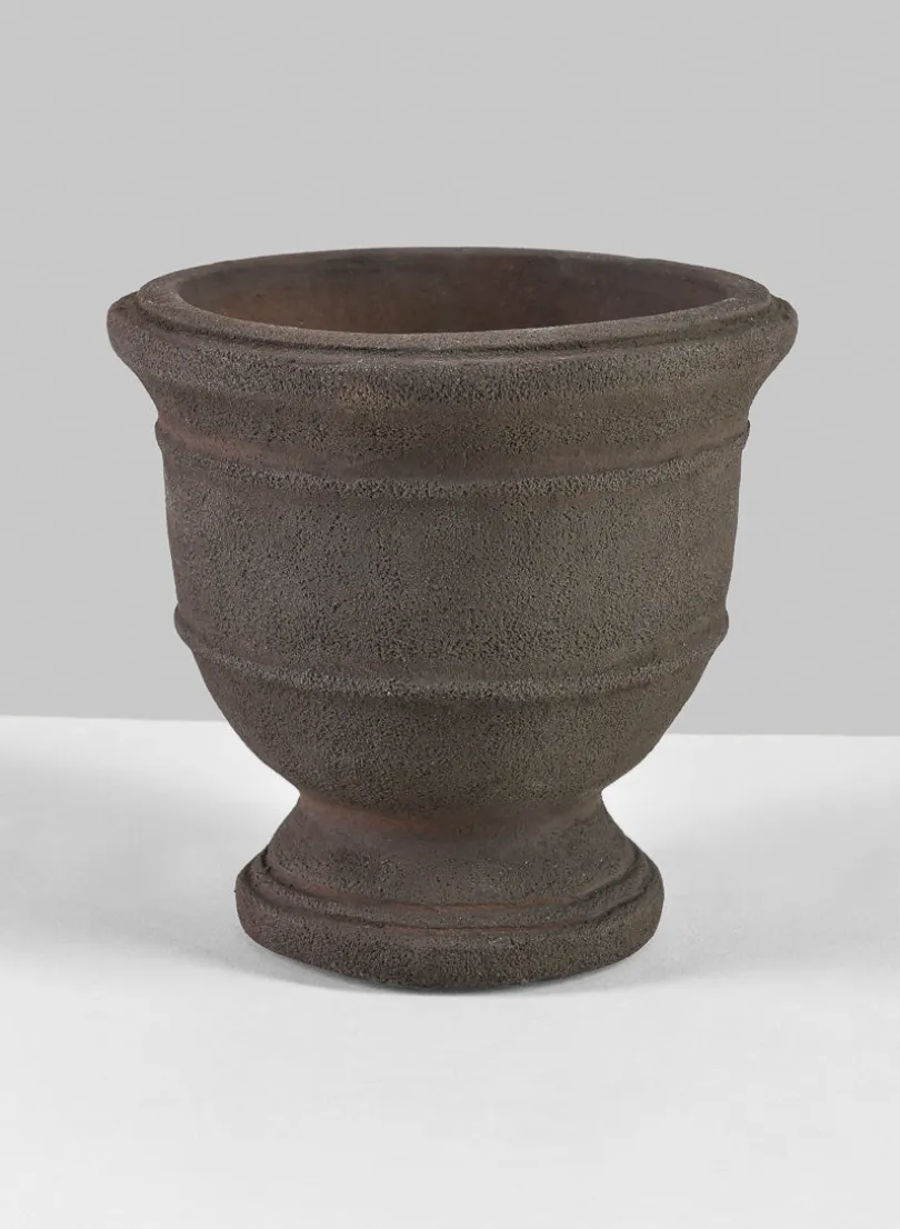 6in Tall Petra Aged Brown Urn