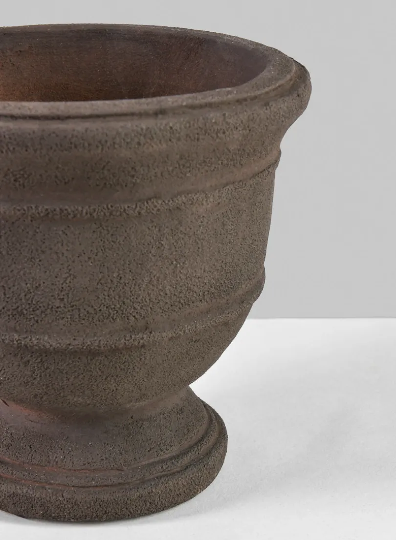 6in Tall Petra Aged Brown Urn