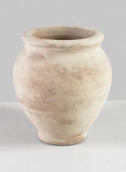 8.5in Tall Petra Aged White Wash Clay Amphora URN