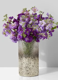 6½in Tall Pewter Ombre Glass Vase