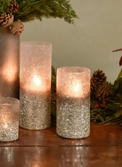 6½in Tall Pewter Ombre Glass Vase