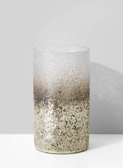 6½in Tall Pewter Ombre Glass Vase