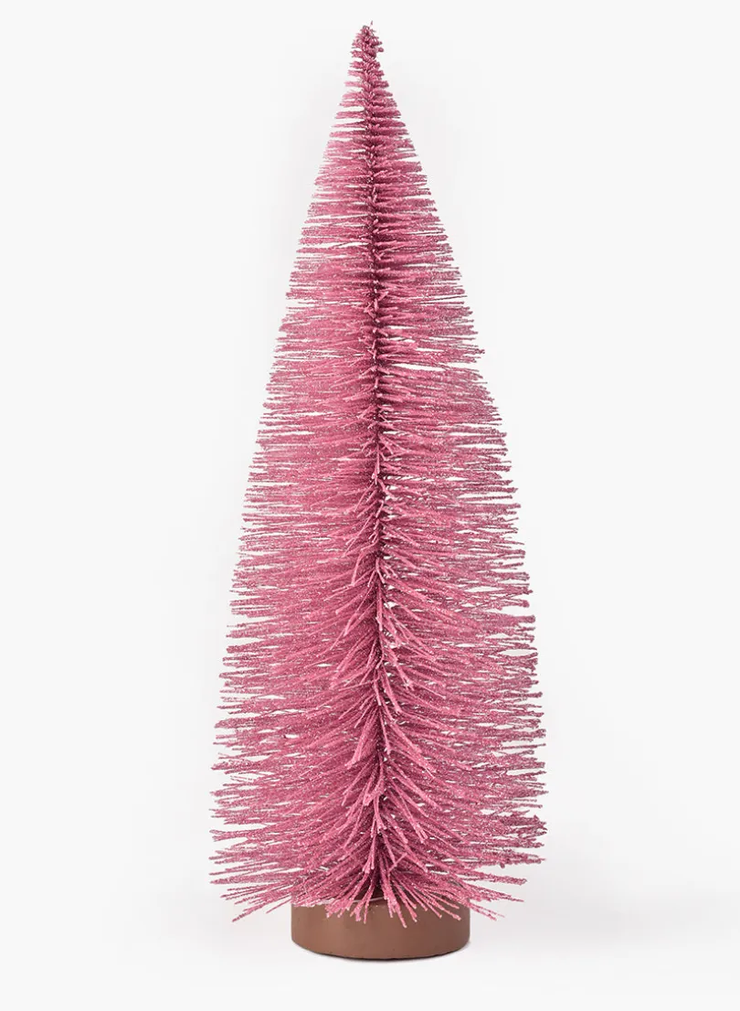 10in Tall Pink Frost Glittered Tabletop Christmas Tree, Case of 12
