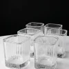 3.5in Tall Pleated Cube Tealight Glass Holder, Set of 6