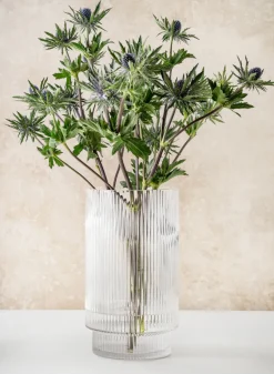 11in Tall Pleated Glass Cylinder