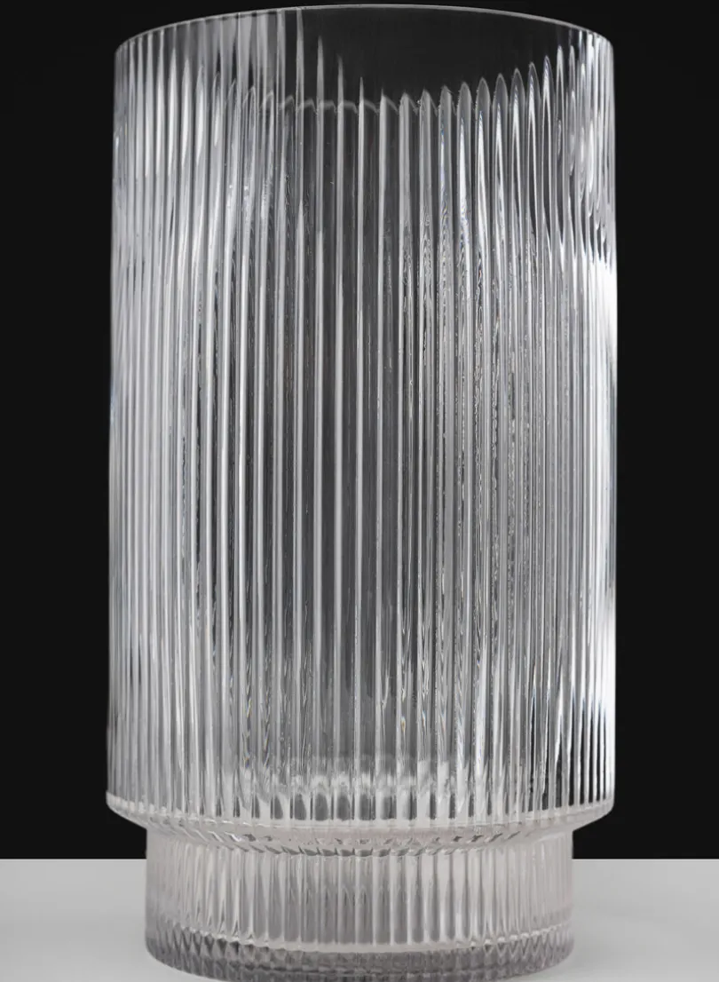 11in Tall Pleated Glass Cylinder