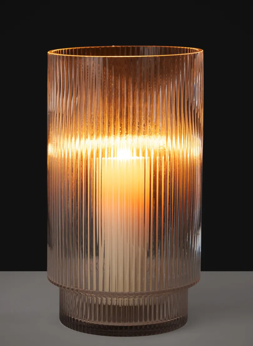 11in Tall Pleated Glass Cylinder