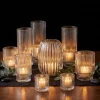 2.25in Tall Pleated Glass Tea Light Holder, Set of 4