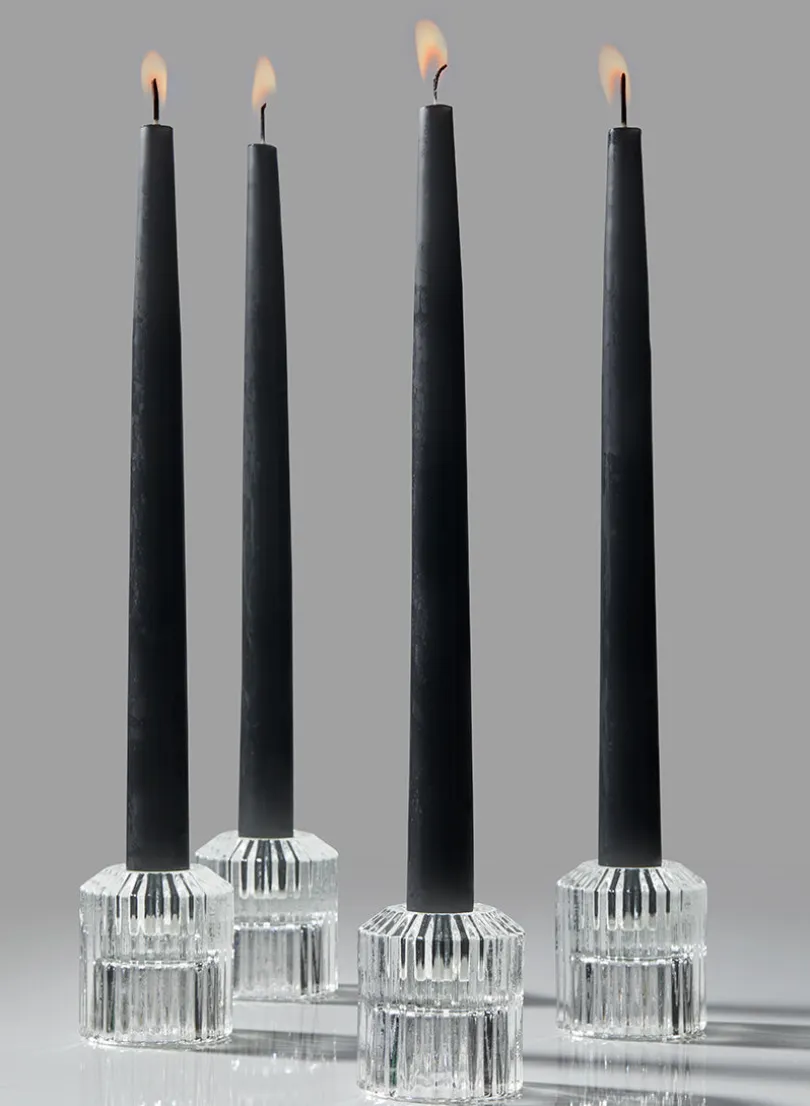 2.25in Tall Pleated Glass Tea Light Holder, Set of 4