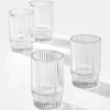 3.75in Tall Pleated Glass Votive Holder, Set of 4