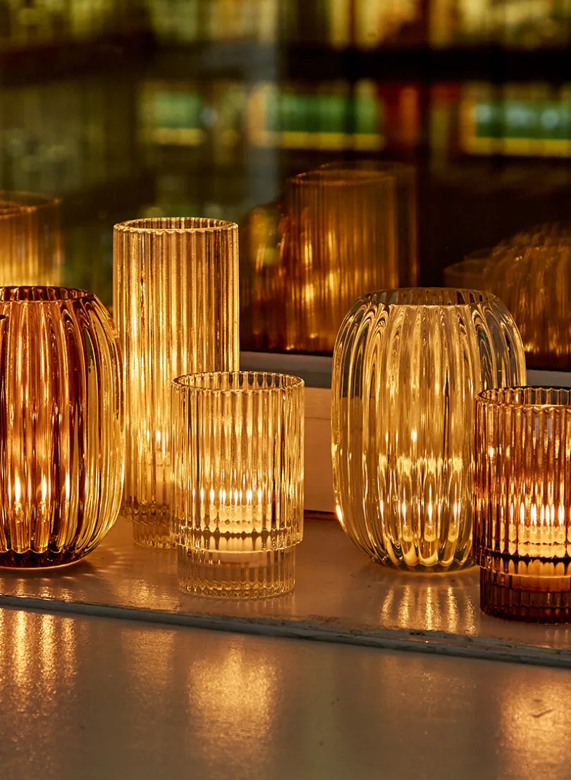 3.75in Tall Pleated Glass Votive Holder, Set of 4