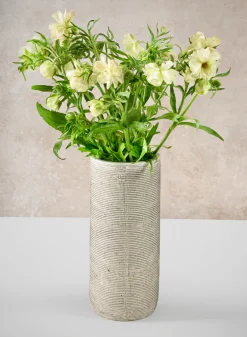11in Tall Porto Aged Natural Stoneware Ceramic Cylinder
