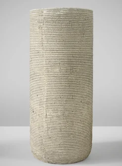 11in Tall Porto Aged Natural Stoneware Ceramic Cylinder