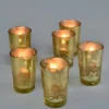 3.5in Tall Prefilled Antique Gold Mercury Glass Votive, Set of 6