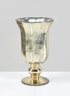 8in Tall Provence Antique Gold Glass Urn