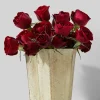 5in Tall Provence Antique Ivory & Rust Scalloped Glass Vase
