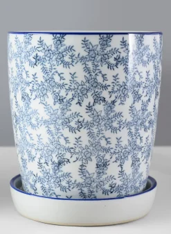 8in Tall Provence Ceramic Planter with Saucer
