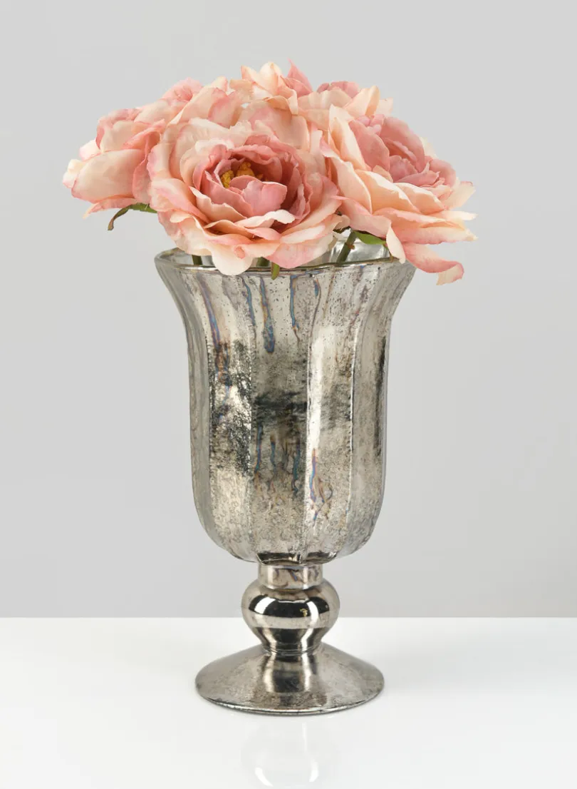 8.5in Tall Provence Platinum Glass Urn