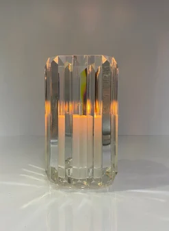 5in Tall Pyramid Crystal Glass Candleholder, Large